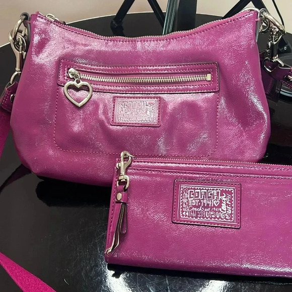 Coach Handbags - Coach Poppy magenta patent leather purse and wallet combo